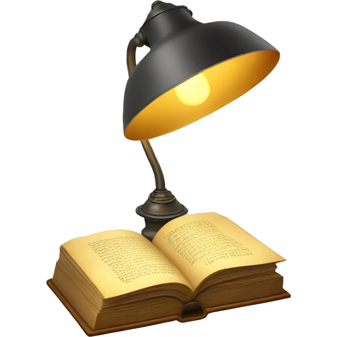 vintage lamp with open book emoji