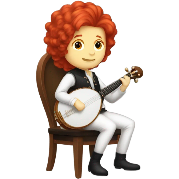 Vivaldi Red haired wig chibi sitting chair banjo emoji