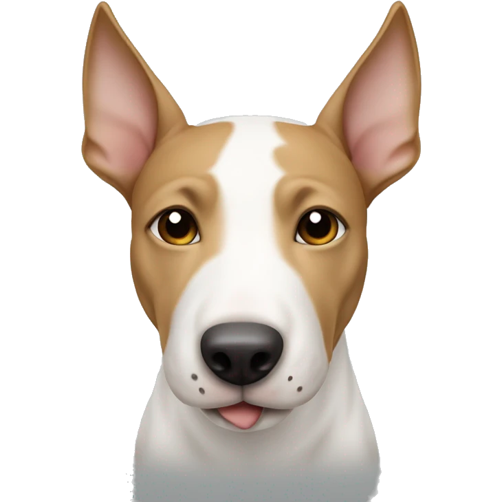 white bull terrier with the right ear and right eyebrow light brown emoji