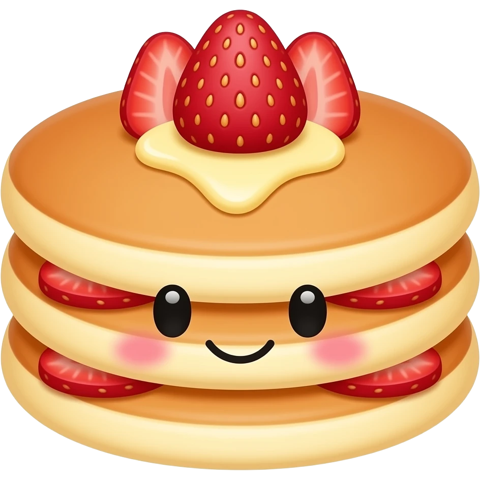 Make strawberry kawaii pancakes emoji
