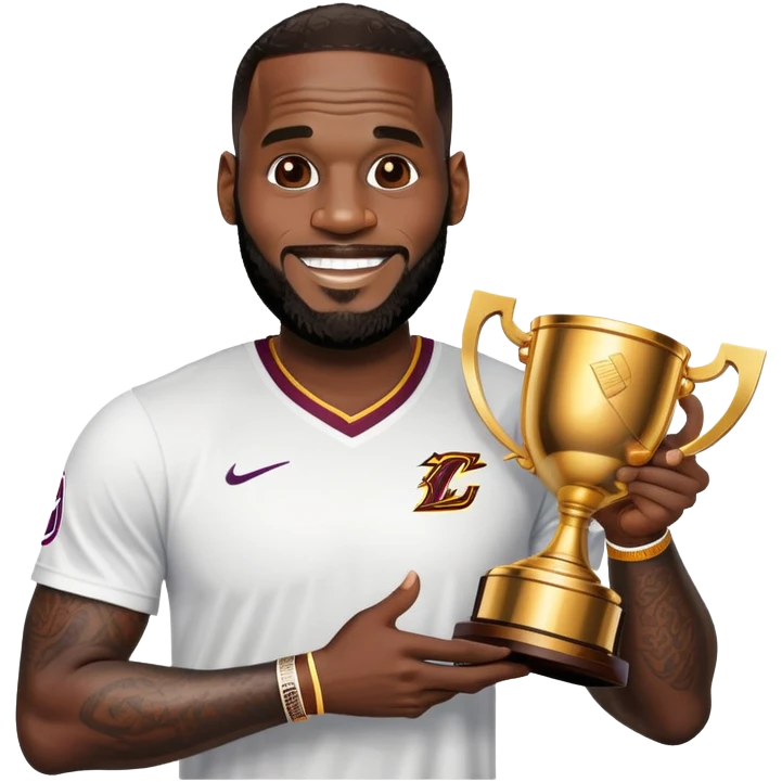 LeBron James celebrating with championship trophy emoji