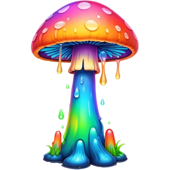  melting neon rainbow mushroom  emoji