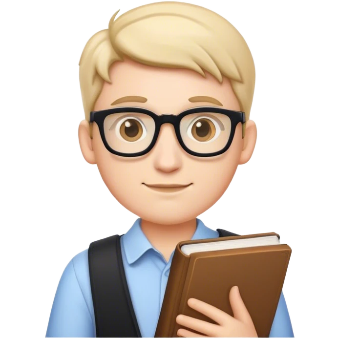 quero um emoji de um nerd de segurando um livro  emoji