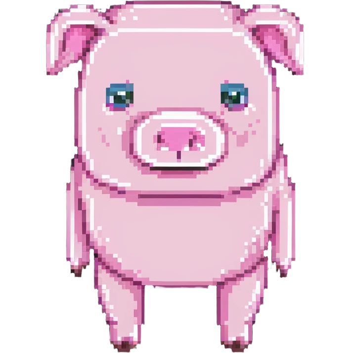 minecraft pig full body pink blocky animal square head square body emoji