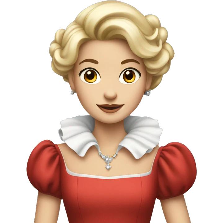 Princess in a red dress with a white collar and puffed sleeves  emoji
