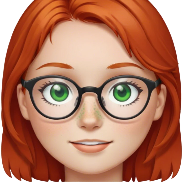 Red head 20 year old female with glasses and green eyes emoji