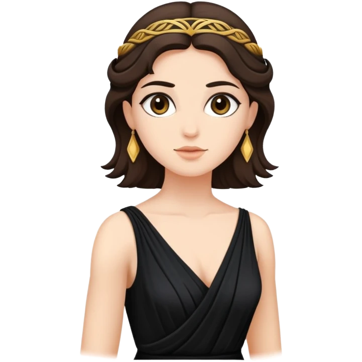 Brunette greek goddess in black dress emoji