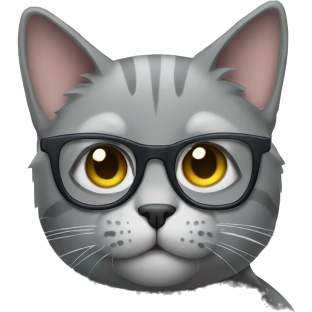 Grey Cat with glasses emoji