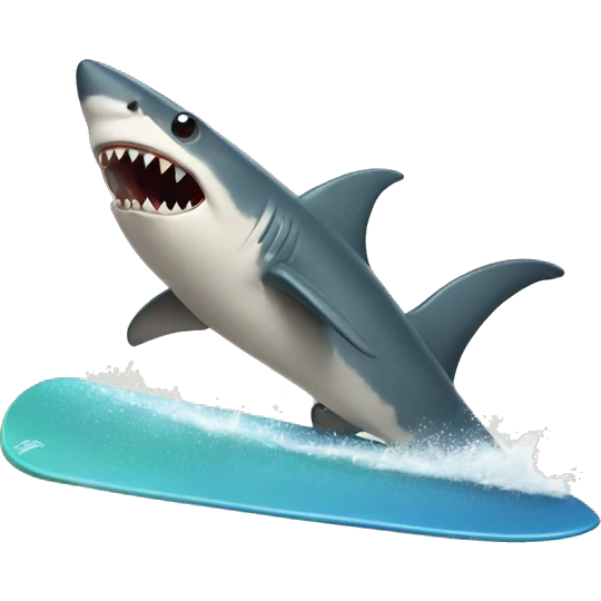 Surfboarding shark  emoji
