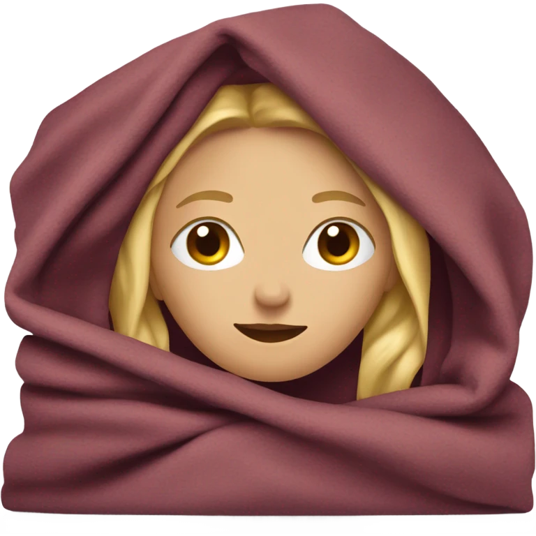 Blonde lady wrapped with a burgundy blanket  emoji