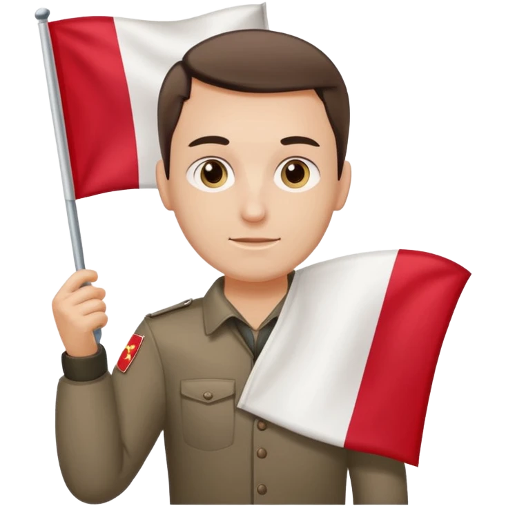 ultra realistic polish man with two-colored poland flag emoji