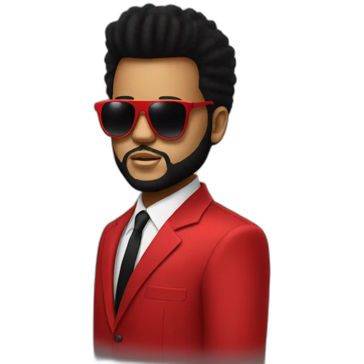The weeknd in his Red suit with sunglasses emoji