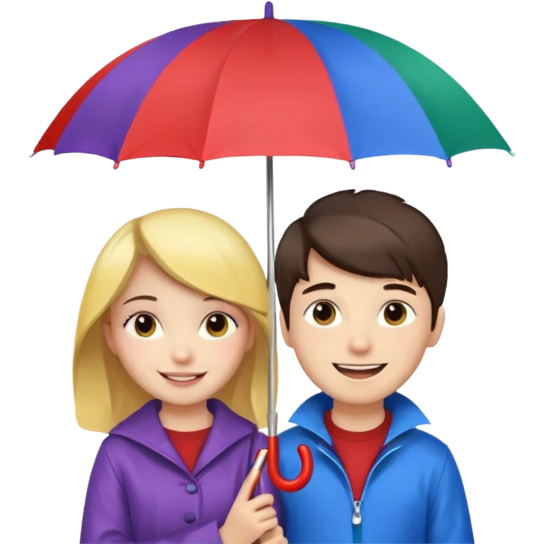 Girl boy umbrella emoji