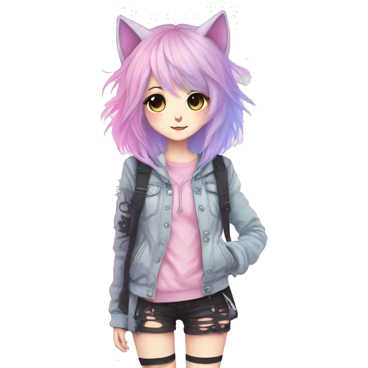 Cute Edgy Pastel Gradient Beautiful Anime Emo CatLady emoji