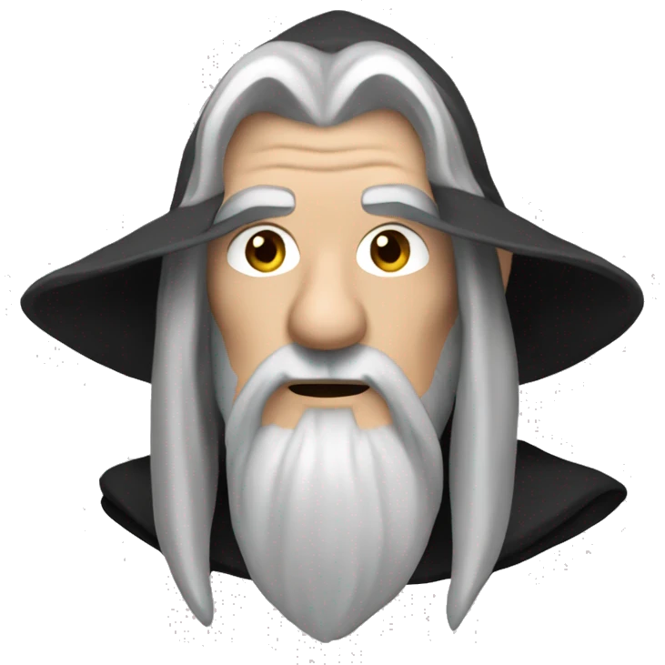 gandalf with black cloak and black hair emoji