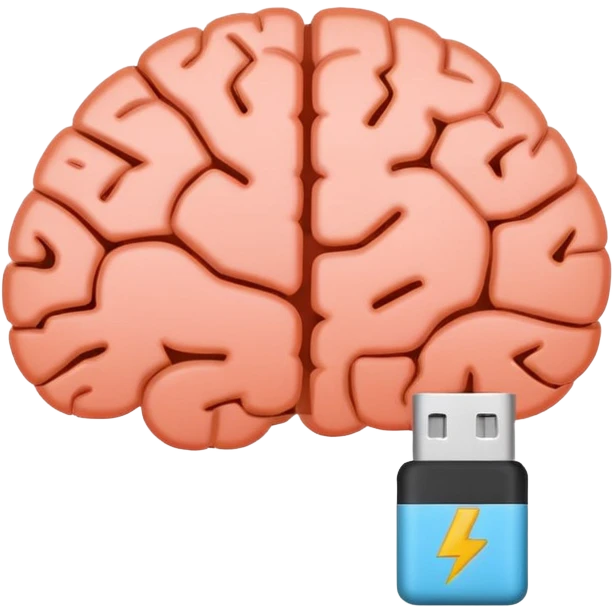brain emoji with a low battery logo emoji