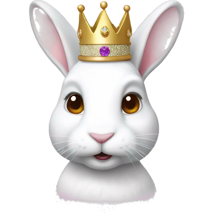 White rabbit with a glitter crown  emoji