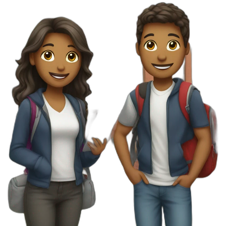 group of students in front of a school emoji