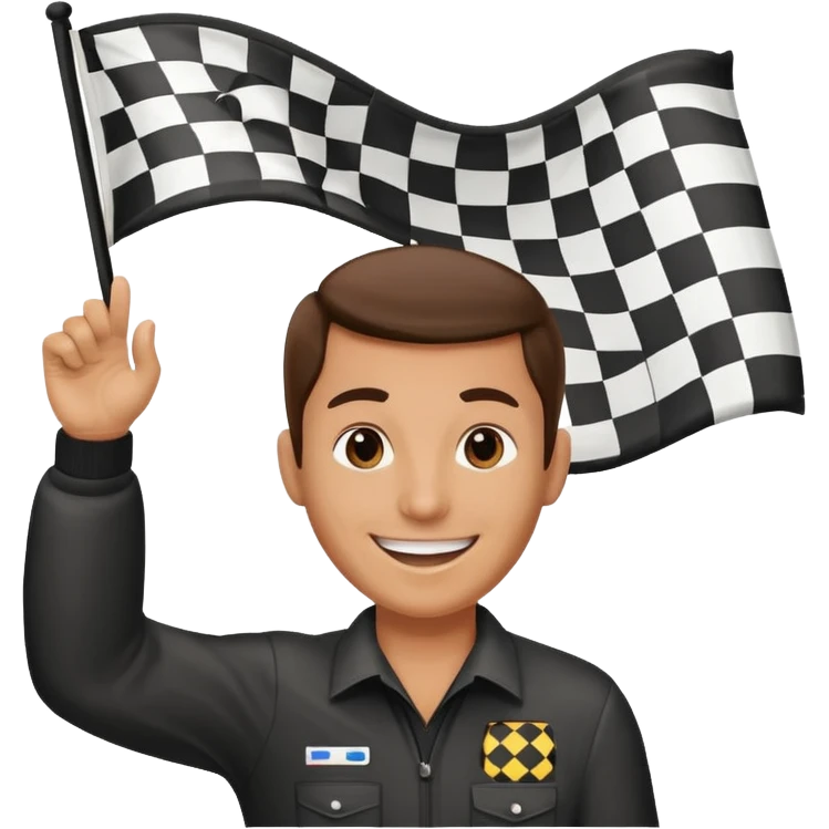 SONO UN DIRETTORE DI GARA AUTO E SBANDIERO CON LA BANDIERA A SCACCHI emoji