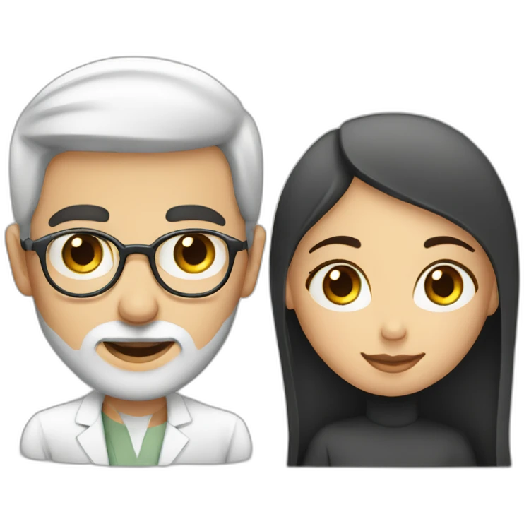 Jewishgirl with ophthalmologist tall Arabic boy with beard emoji