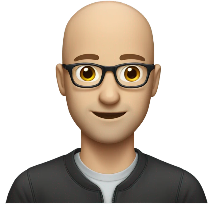 A young man with baldness, a short beard and glasses emoji