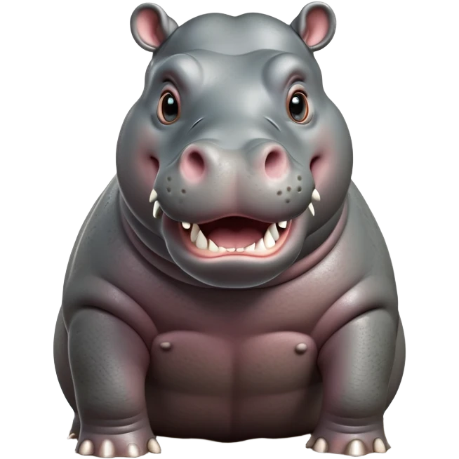 cinematic-hippo-realistic-full-body-standing-emoji,-massive-round-frame-partially-submerged-in-muddy-water,-wide-mouthed-grin-exposing-huge-teeth,-head-tilted-dramatically,-thick-greyish-brown-hide-glossy-from-water,-simplified-yet-realistic-focused-features,-highly-detailed,-glowing-with-an-almost-sarcastic-glow emoji