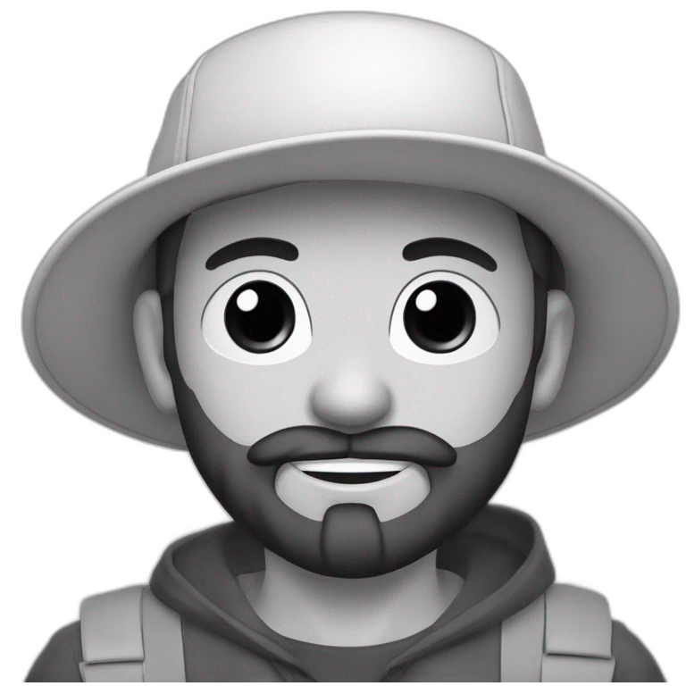 Joven piel blanca gorra levemente gordo con poca barba audífonos de cintillo lente emoji