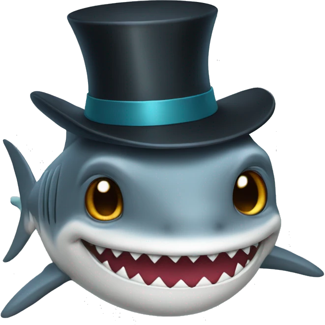Shark with a top hat emoji