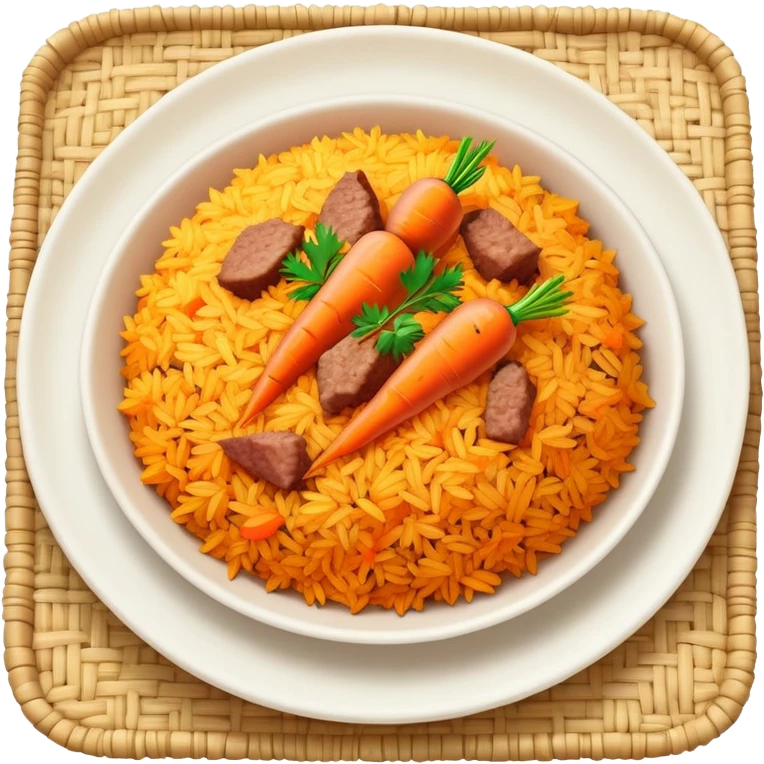 Uzbek plov rice dish with carrots and meat emoji
