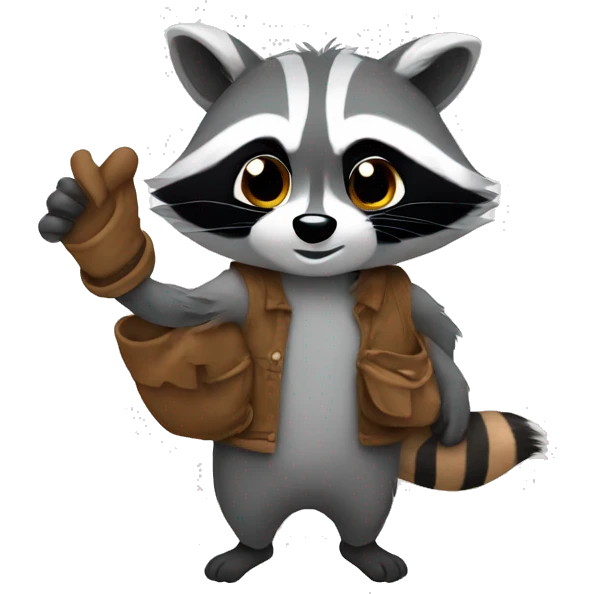 A raccoon a rag in hands emoji