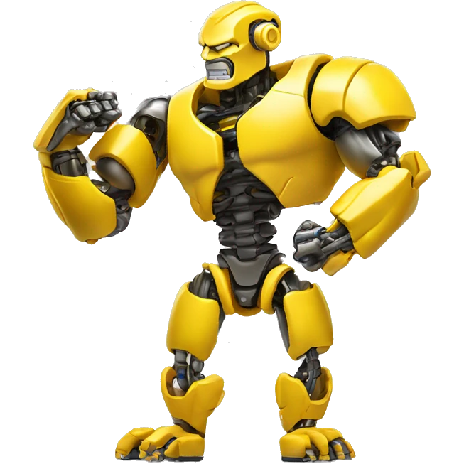 Yellow mechanical cyborg bicep that’s flexing emoji
