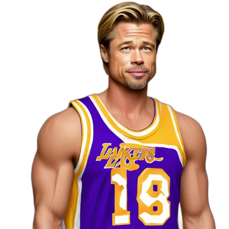 brad pitt wearing lakers jersey emoji