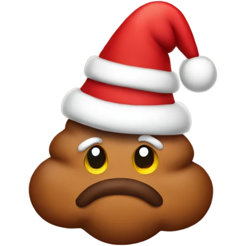 Poop wearing Christmas hat  emoji
