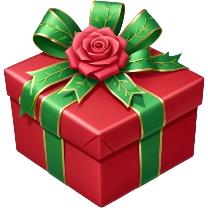 christmas gift with mistletoe magic color and peppermint rose color bow emoji