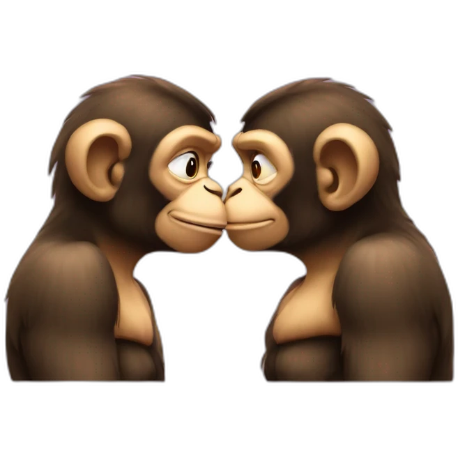 2 monkeys kissing emoji