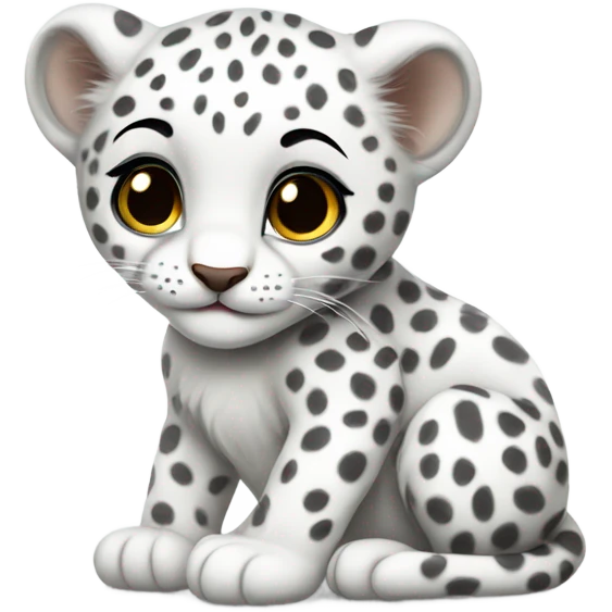 Baby white leopard sitting emoji