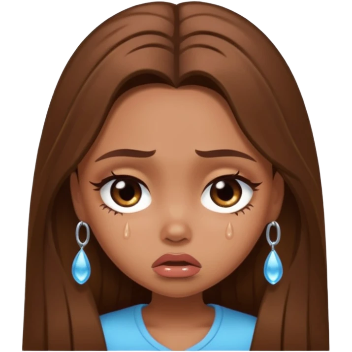 sad pretty brown bratz baddie, long brown hair emoji