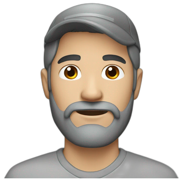 Man with dark brown hair and beard, gray caps emoji