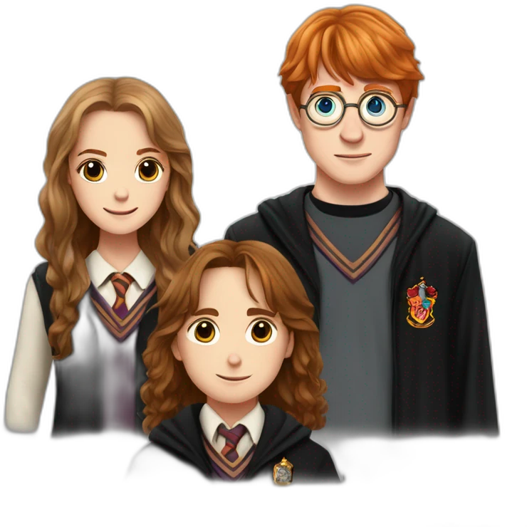 harry potter with hermoine granger and ron weasley emoji