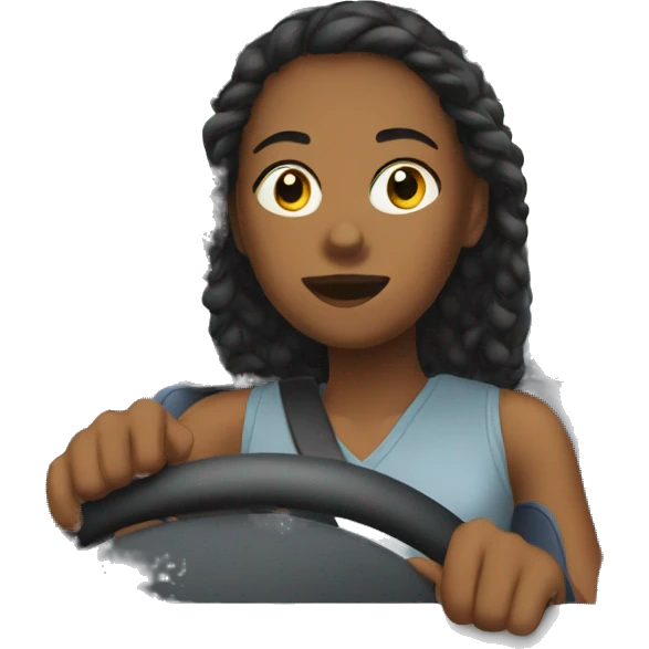 young woman going on a long drive emoji