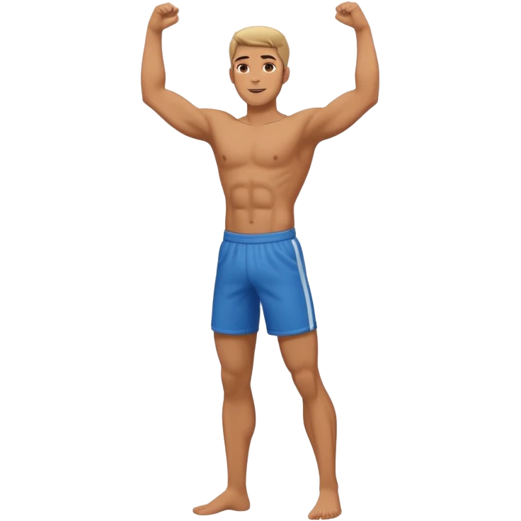 fullbody naked fit man with arms wide up nude sideview emoji