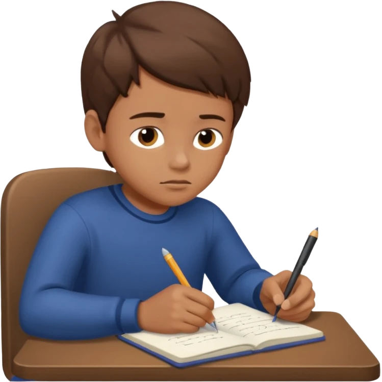 boy writing on a notebook emoji