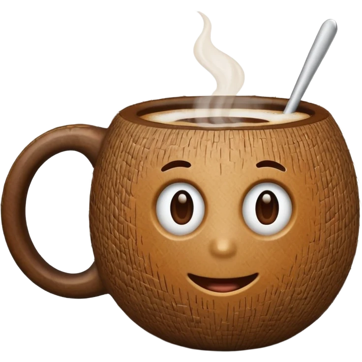 Coconut shaped coffee mug emoji