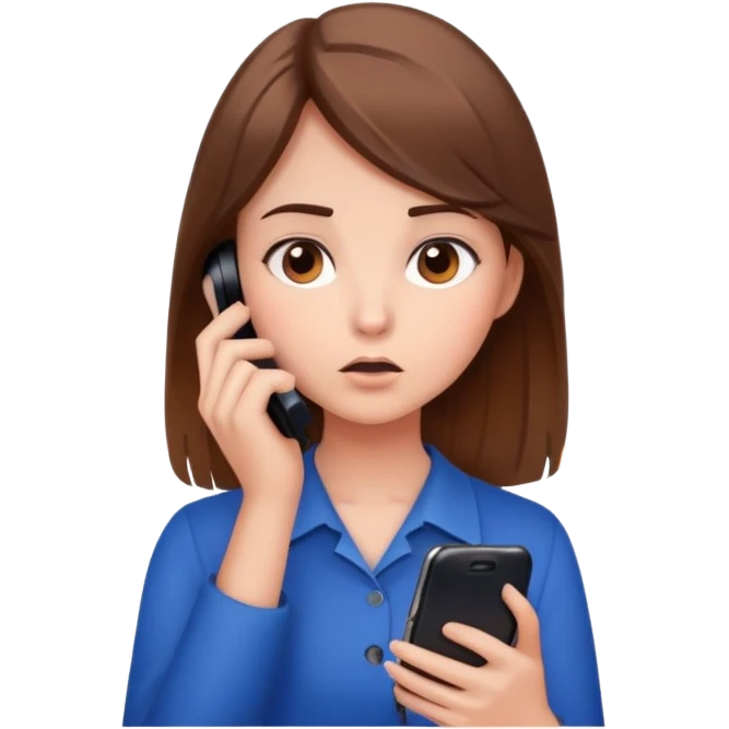 girl with a lot of phone calls and work emoji