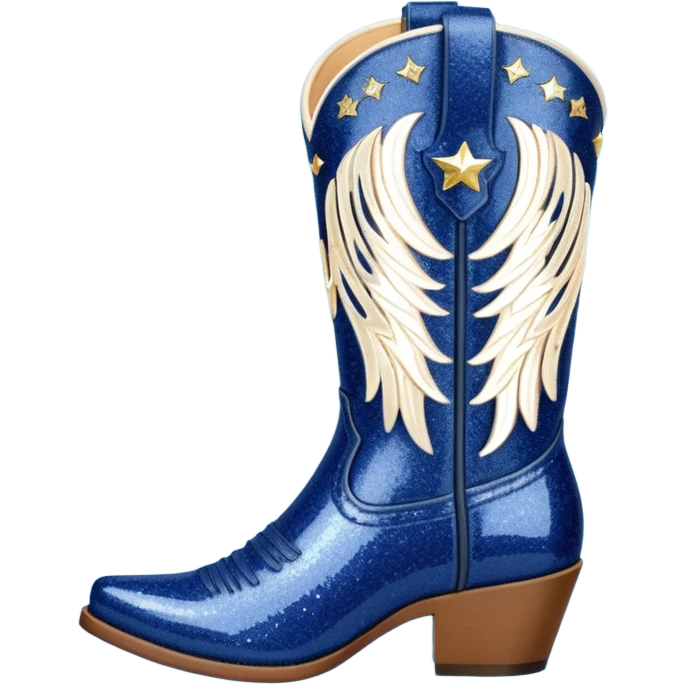 Realistic navy blue fashion cowgirl boots with sparkly shiny glitter fringe emoji