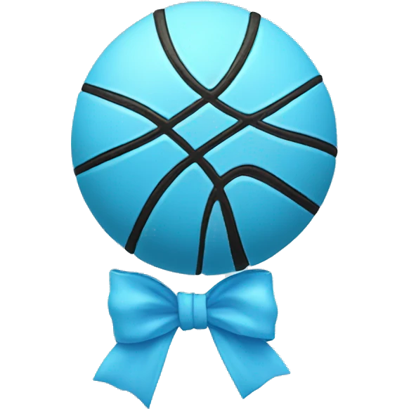 Light blue basketball with light blue bow  emoji