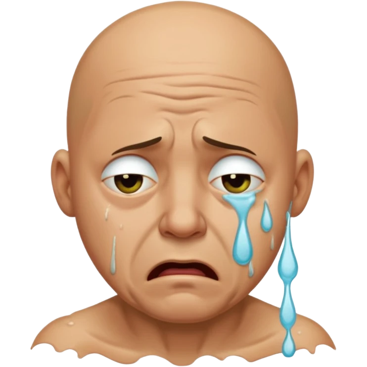 bald ugly man crying emoji with snot emoji