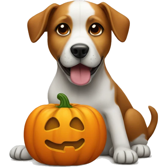 Dog with a pumpkin  emoji
