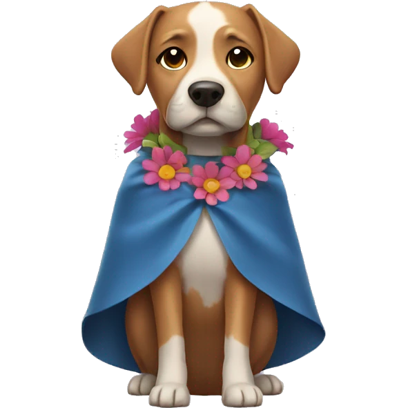 Dog wearing cape with flowers emoji