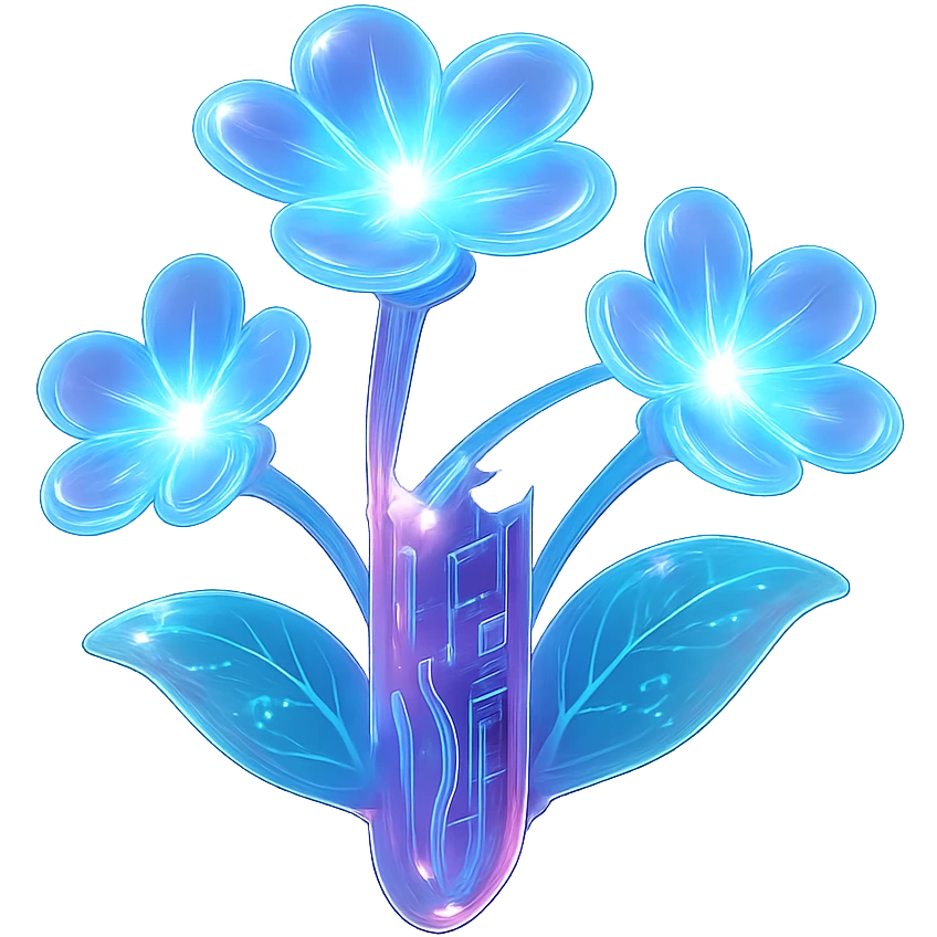 futuristic glowing flowers in a flower fantasy emoji